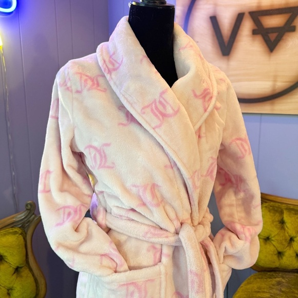 Y2K Juicy Couture Pink Logo Plush Robe Size S/M - Picture 2 of 6